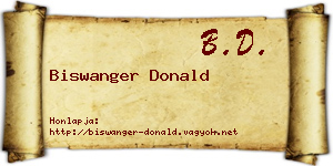 Biswanger Donald névjegykártya